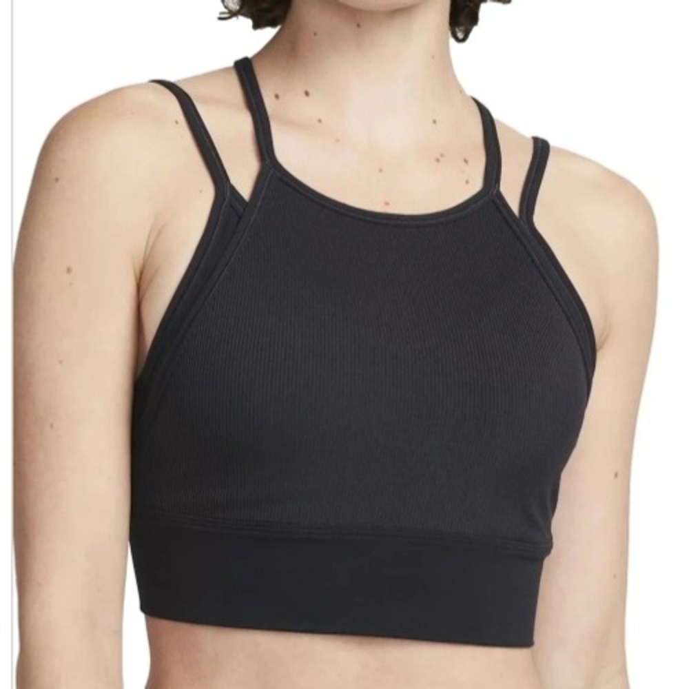 Nike Yoga Indy Strappy Ribbed Tank Top Women S Black Activewear Athleisure EUC
